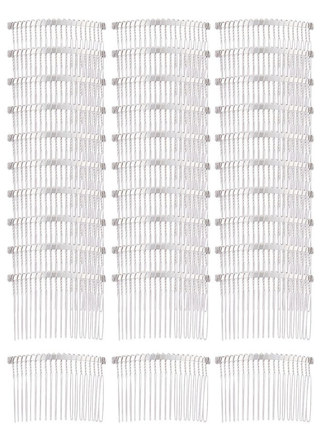 Cinaci 30 Pack Silver Metal Hair Side Combs Plain Slide Barrettes with 20 Teeth DIY Decorative French Headpieces Bun Holder Wire Comb Hair Clips Crafts Accessories for Women Girls Wedding Brides Veil - Image 1